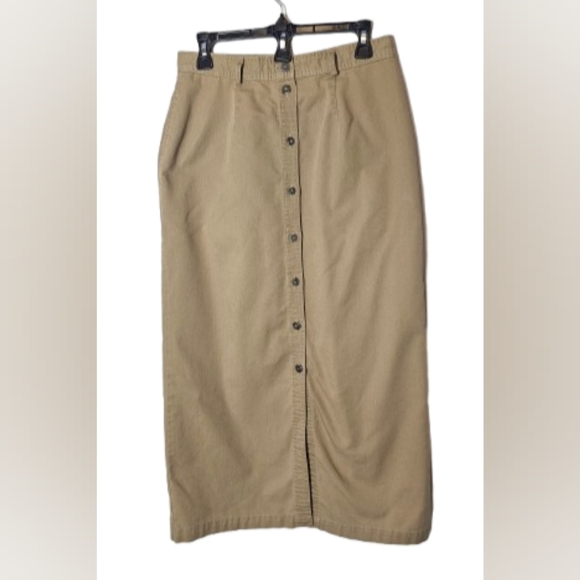 L.L. Bean Vintage Classic Tan Button-Down Skirt Womens Size 10 - Picture 1 of 7